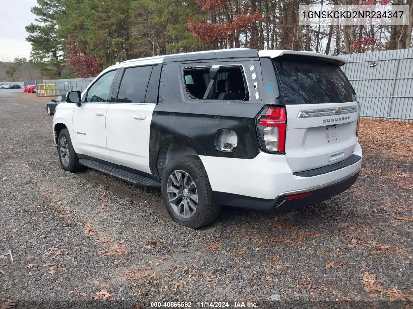 2022 Chevrolet Suburban 4Wd Lt VIN: 1GNSKCKD2NR234347 Lot: 40866592