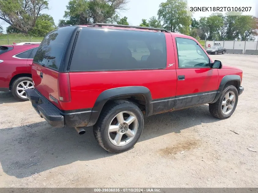 1996 Chevrolet Tahoe K1500 VIN: 3GNEK18R2TG106207 Lot: 39836035