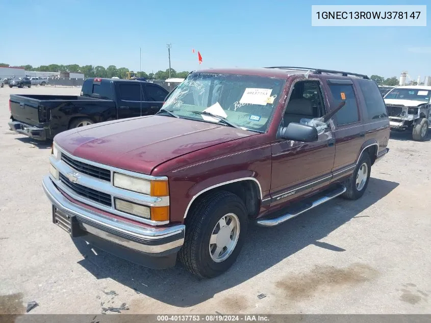 1GNEC13R0WJ378147 1998 Chevrolet Tahoe Ls