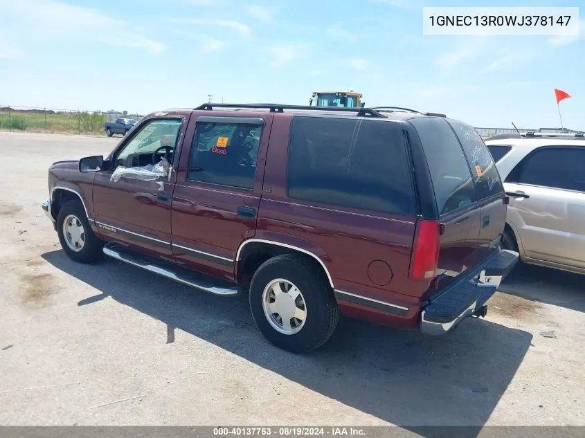 1998 Chevrolet Tahoe Ls VIN: 1GNEC13R0WJ378147 Lot: 40137753