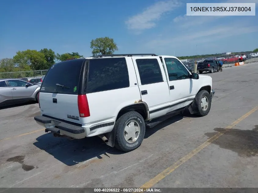 1999 Chevrolet Tahoe Ls VIN: 1GNEK13R5XJ378004 Lot: 40206522