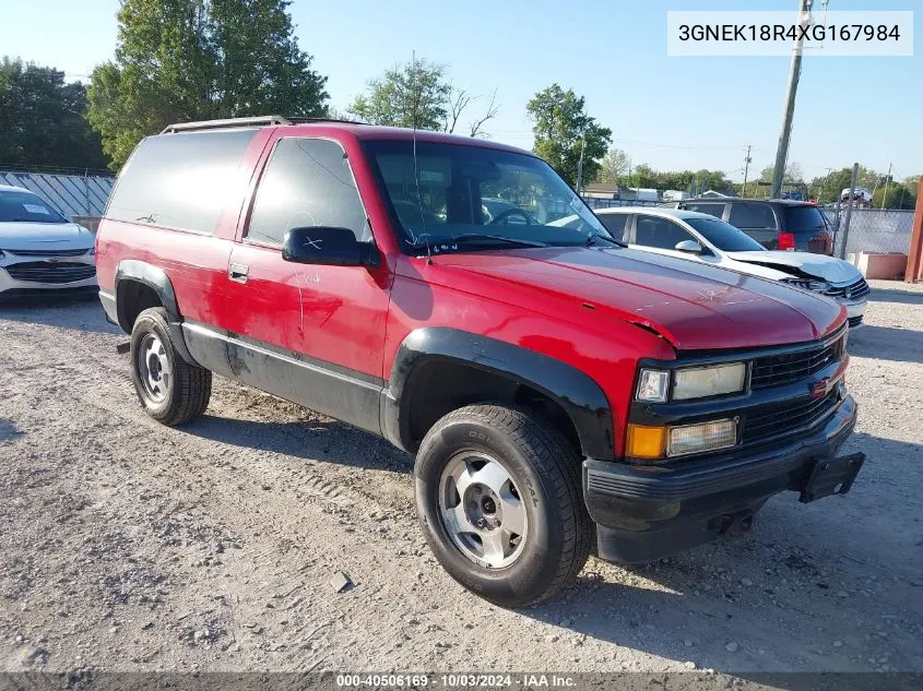 1999 Chevrolet Tahoe VIN: 3GNEK18R4XG167984 Lot: 40506169