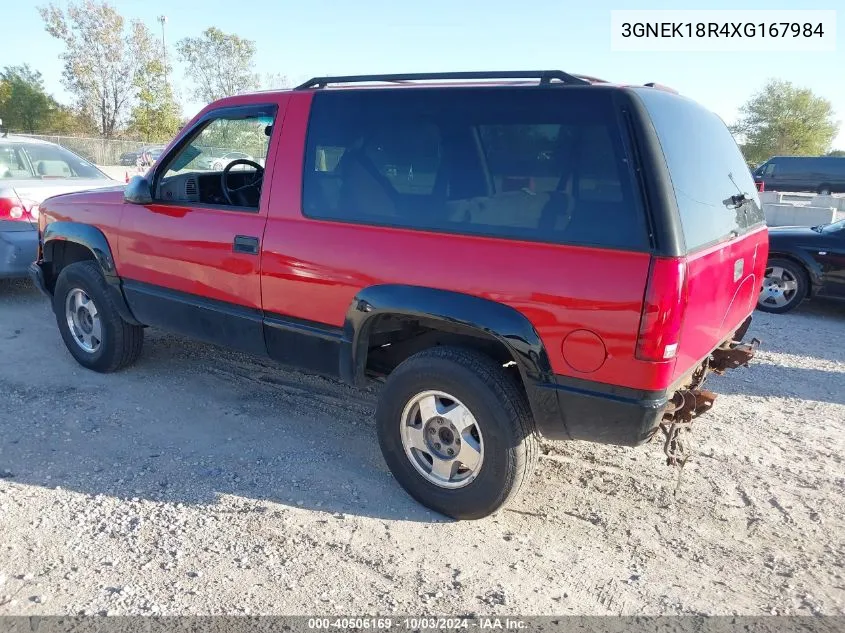 1999 Chevrolet Tahoe VIN: 3GNEK18R4XG167984 Lot: 40506169