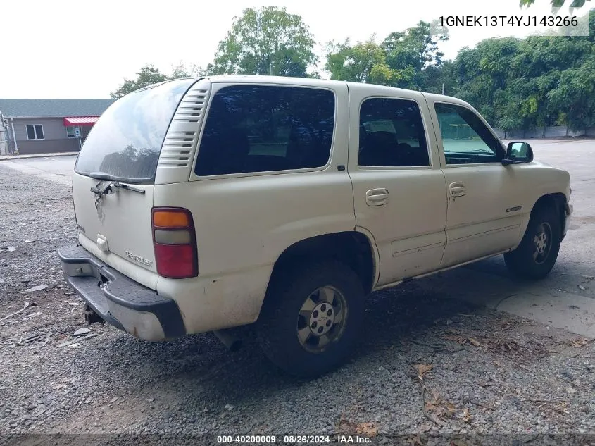 2000 Chevrolet Tahoe All New Ls VIN: 1GNEK13T4YJ143266 Lot: 40200009