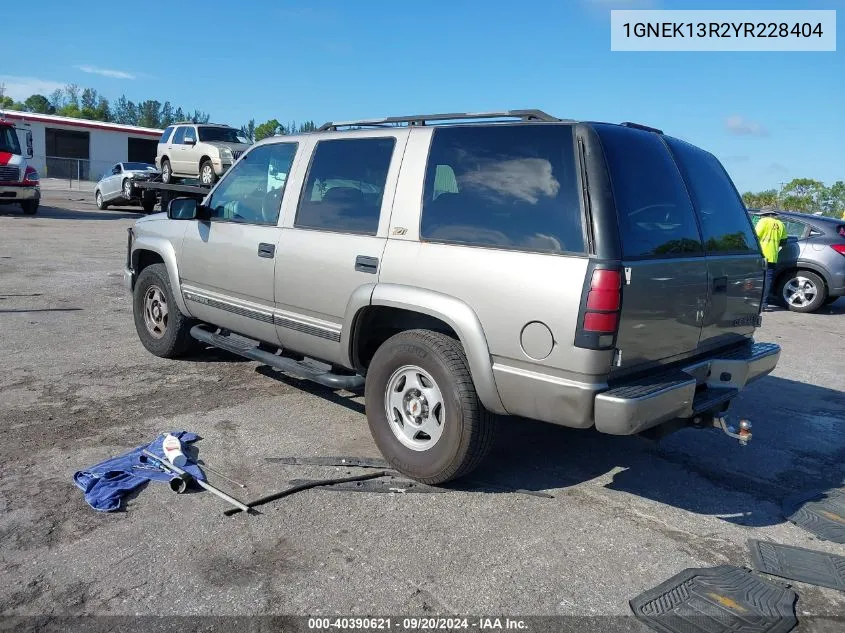 1GNEK13R2YR228404 2000 Chevrolet Tahoe Z71