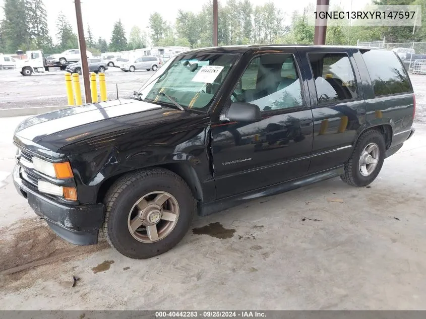 2000 Chevrolet Tahoe Limited VIN: 1GNEC13RXYR147597 Lot: 40442283