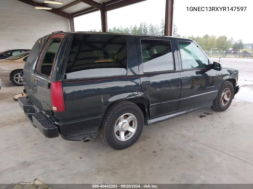 2000 Chevrolet Tahoe Limited VIN: 1GNEC13RXYR147597 Lot: 40442283