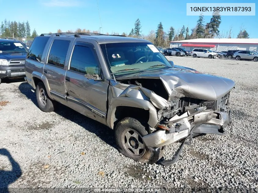 2000 Chevrolet Tahoe Z71 VIN: 1GNEK13R3YR187393 Lot: 40608920