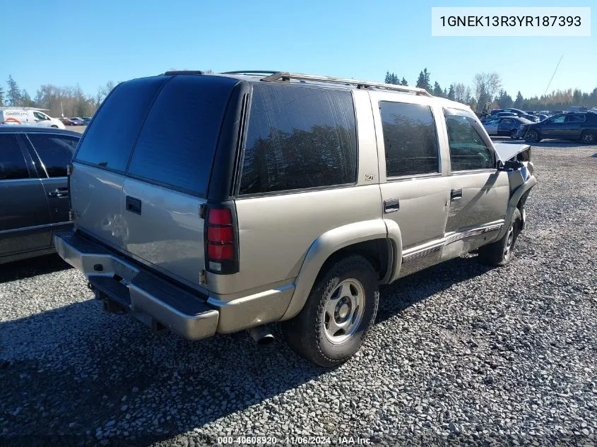 2000 Chevrolet Tahoe Z71 VIN: 1GNEK13R3YR187393 Lot: 40608920