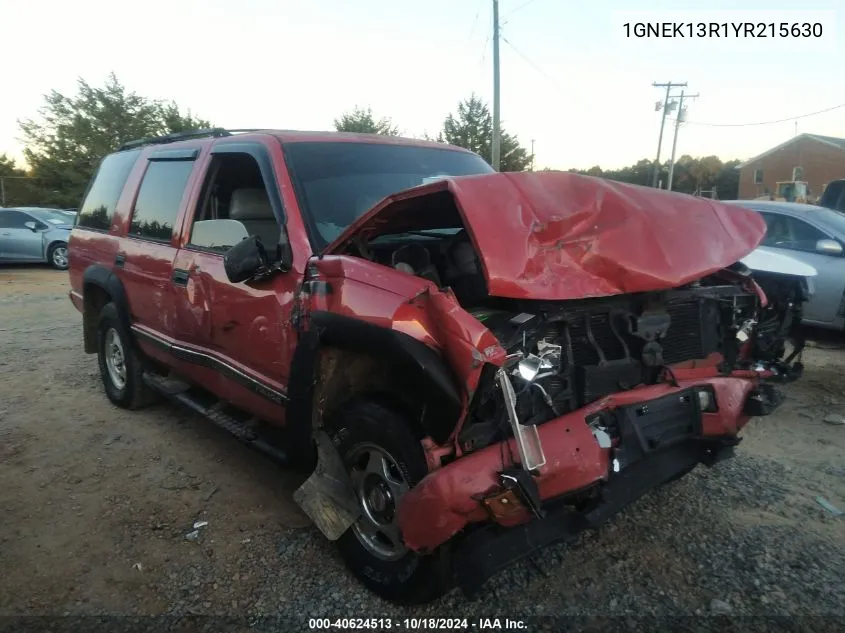 2000 Chevrolet Tahoe Z71 VIN: 1GNEK13R1YR215630 Lot: 40624513