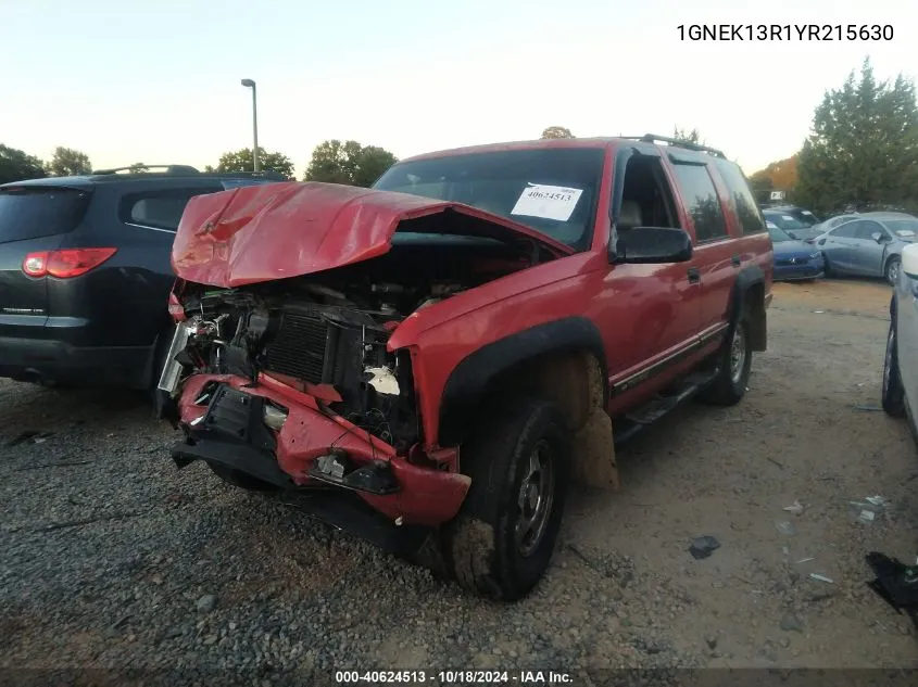 2000 Chevrolet Tahoe Z71 VIN: 1GNEK13R1YR215630 Lot: 40624513