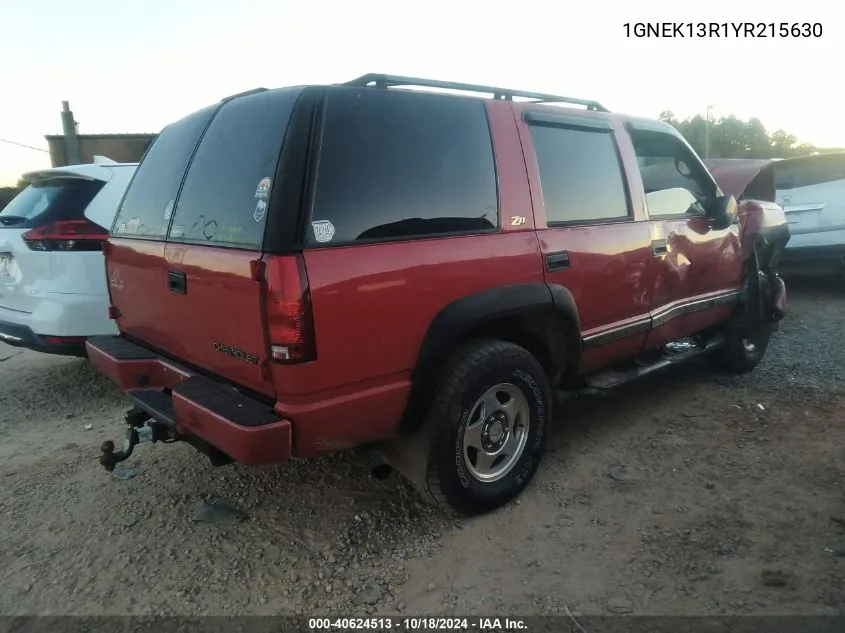 2000 Chevrolet Tahoe Z71 VIN: 1GNEK13R1YR215630 Lot: 40624513