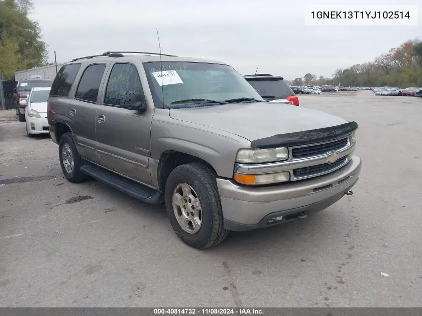 2000 Chevrolet Tahoe All New Lt VIN: 1GNEK13T1YJ102514 Lot: 40814732