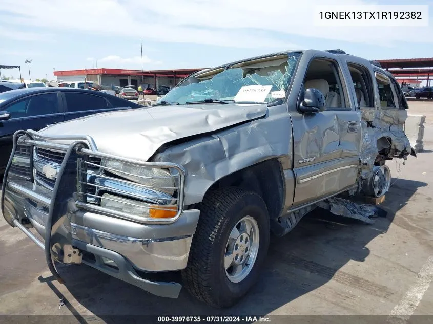 2001 Chevrolet Tahoe Lt VIN: 1GNEK13TX1R192382 Lot: 39976735