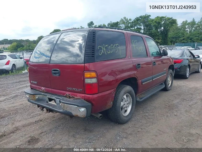 2001 Chevrolet Tahoe Ls VIN: 1GNEK13T01J243953 Lot: 40091168