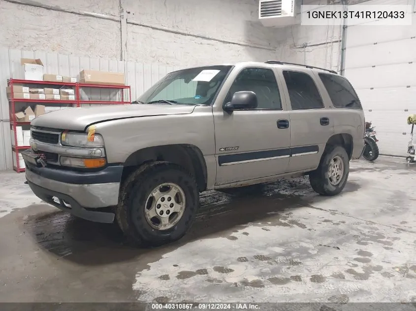 2001 Chevrolet Tahoe K1500 VIN: 1GNEK13T41R120433 Lot: 40310867