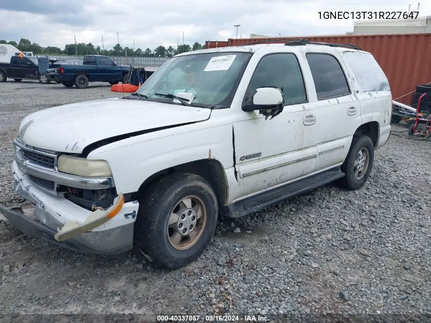 2001 Chevrolet Tahoe Lt VIN: 1GNEC13T31R227647 Lot: 40337057