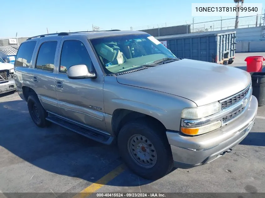 2001 Chevrolet Tahoe Lt VIN: 1GNEC13T81R199540 Lot: 40415524