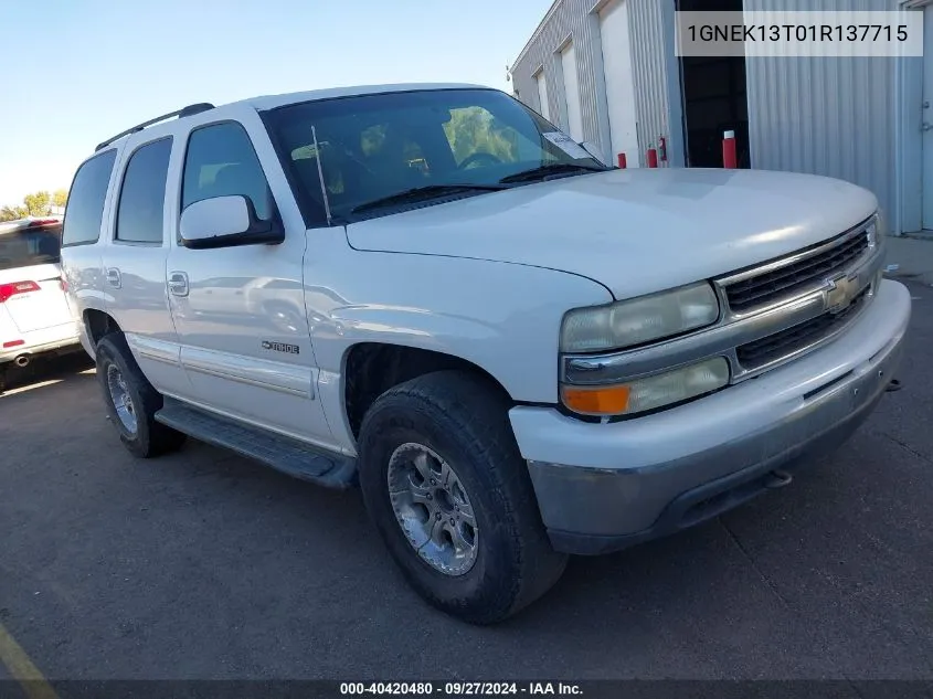 2001 Chevrolet Tahoe Lt VIN: 1GNEK13T01R137715 Lot: 40420480