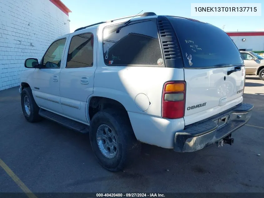 2001 Chevrolet Tahoe Lt VIN: 1GNEK13T01R137715 Lot: 40420480