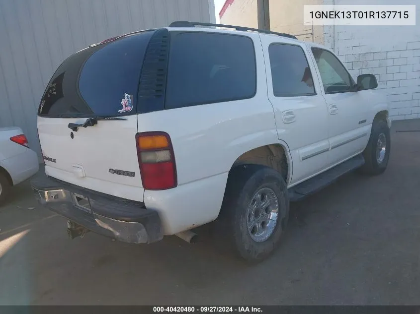 1GNEK13T01R137715 2001 Chevrolet Tahoe Lt