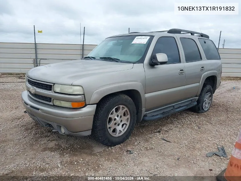 2001 Chevrolet Tahoe Ls VIN: 1GNEK13TX1R191832 Lot: 40481455