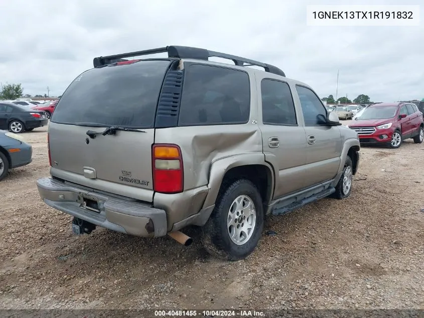 2001 Chevrolet Tahoe Ls VIN: 1GNEK13TX1R191832 Lot: 40481455