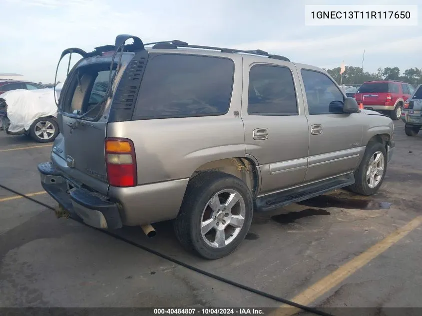 2001 Chevrolet Tahoe Lt VIN: 1GNEC13T11R117650 Lot: 40484807