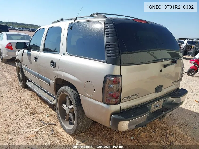 2001 Chevrolet Tahoe Ls VIN: 1GNEC13T31R210332 Lot: 40494018