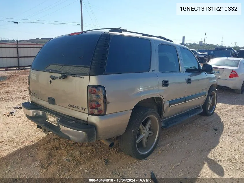 2001 Chevrolet Tahoe Ls VIN: 1GNEC13T31R210332 Lot: 40494018