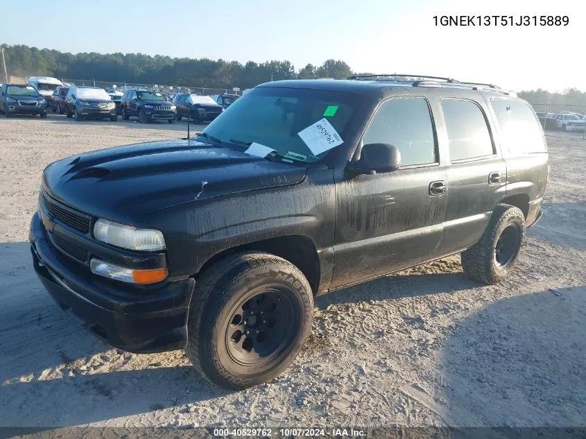 2001 Chevrolet Tahoe K1500 VIN: 1GNEK13T51J315889 Lot: 40529762