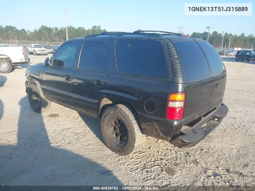 2001 Chevrolet Tahoe K1500 VIN: 1GNEK13T51J315889 Lot: 40529762