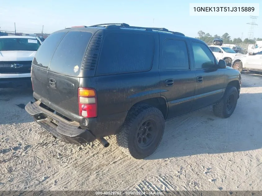 2001 Chevrolet Tahoe K1500 VIN: 1GNEK13T51J315889 Lot: 40529762