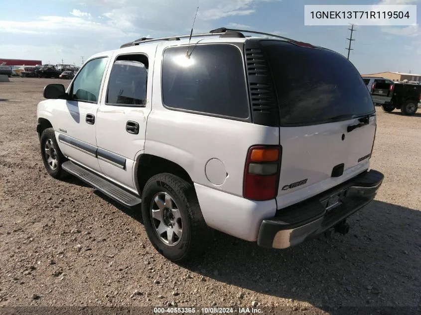 2001 Chevrolet Tahoe Ls VIN: 1GNEK13T71R119504 Lot: 40553365