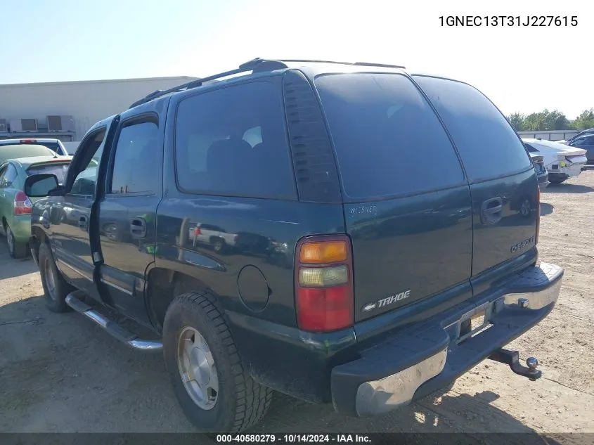 2001 Chevrolet Tahoe Ls VIN: 1GNEC13T31J227615 Lot: 40580279