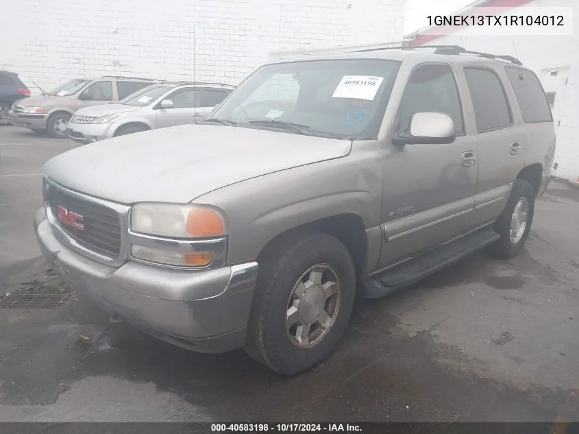 2001 Chevrolet Tahoe Lt VIN: 1GNEK13TX1R104012 Lot: 40583198