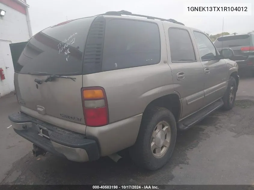 1GNEK13TX1R104012 2001 Chevrolet Tahoe Lt