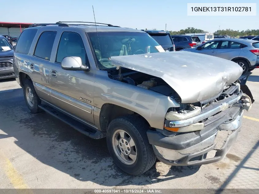 2001 Chevrolet Tahoe Lt VIN: 1GNEK13T31R102781 Lot: 40597041