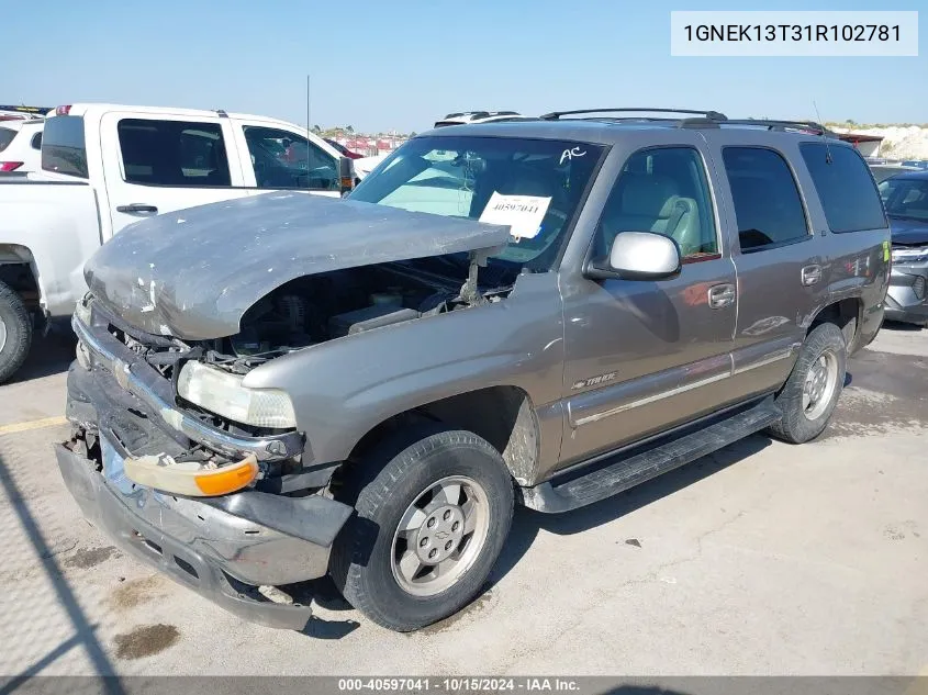 2001 Chevrolet Tahoe Lt VIN: 1GNEK13T31R102781 Lot: 40597041