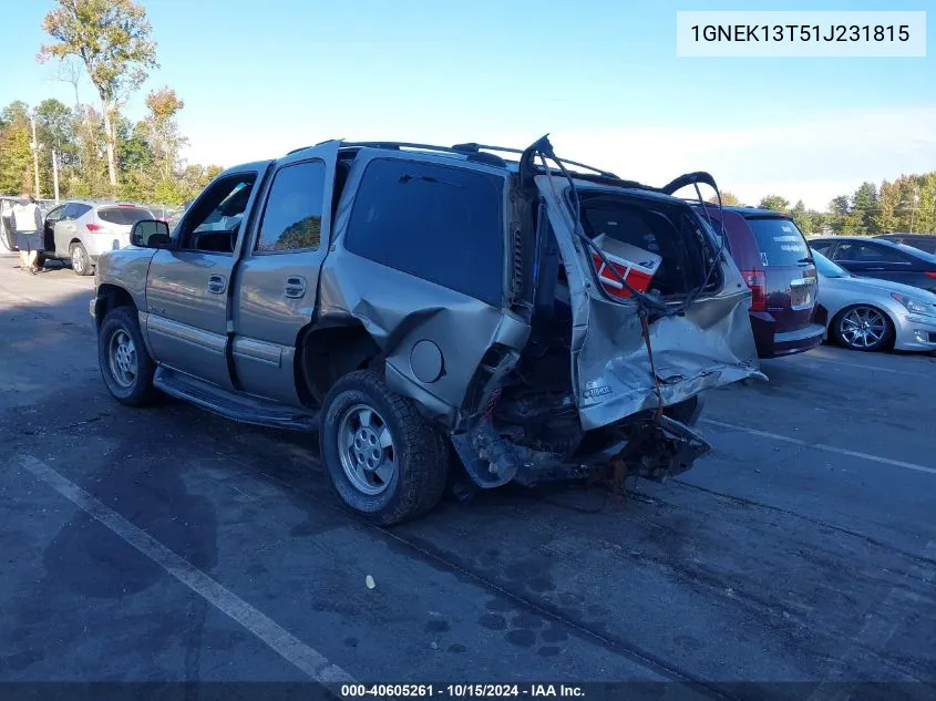 1GNEK13T51J231815 2001 Chevrolet Tahoe Lt