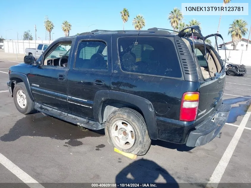 2001 Chevrolet Tahoe Lt VIN: 1GNEK13T91R123781 Lot: 40609188