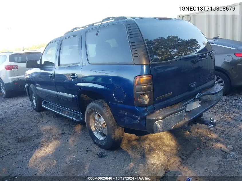 2001 Chevrolet Tahoe Lt VIN: 1GNEC13T71J308679 Lot: 40625646