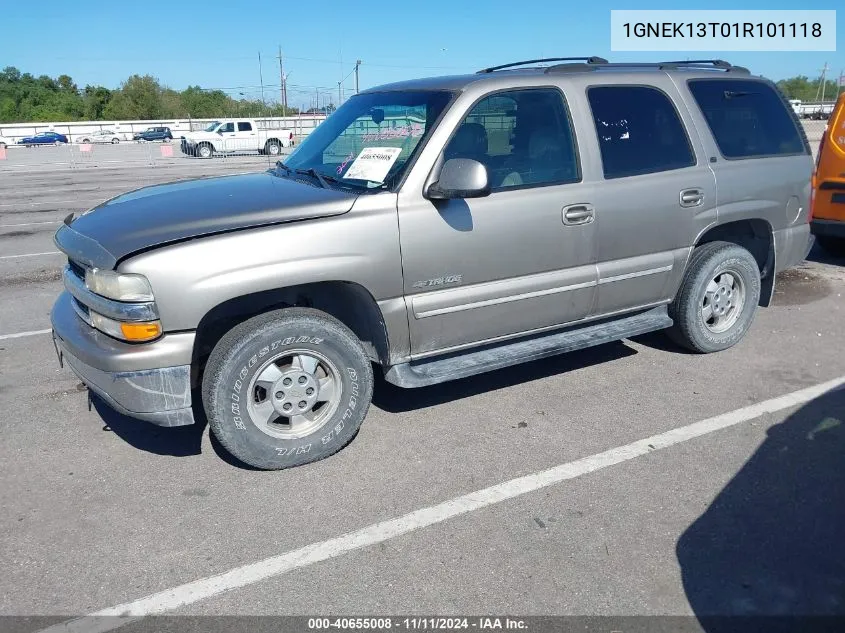 2001 Chevrolet Tahoe Lt VIN: 1GNEK13T01R101118 Lot: 40655008