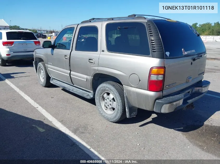 2001 Chevrolet Tahoe Lt VIN: 1GNEK13T01R101118 Lot: 40655008