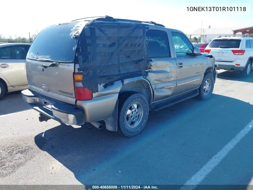 2001 Chevrolet Tahoe Lt VIN: 1GNEK13T01R101118 Lot: 40655008