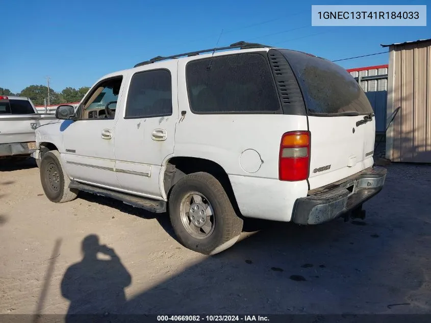 2001 Chevrolet Tahoe Lt VIN: 1GNEC13T41R184033 Lot: 40669082