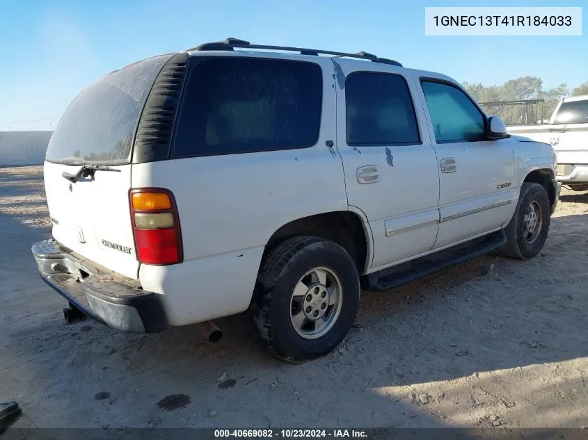 2001 Chevrolet Tahoe Lt VIN: 1GNEC13T41R184033 Lot: 40669082