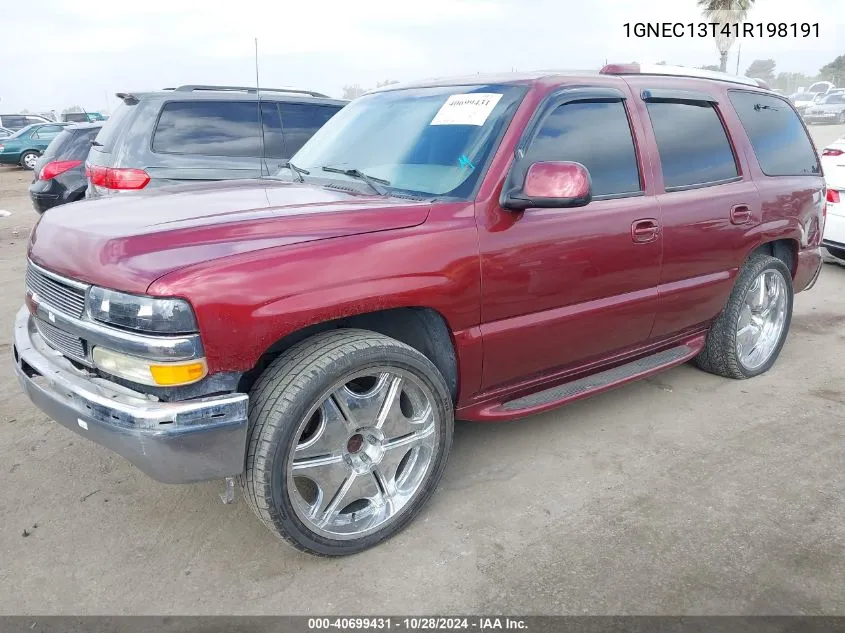 2001 Chevrolet Tahoe Lt VIN: 1GNEC13T41R198191 Lot: 40699431