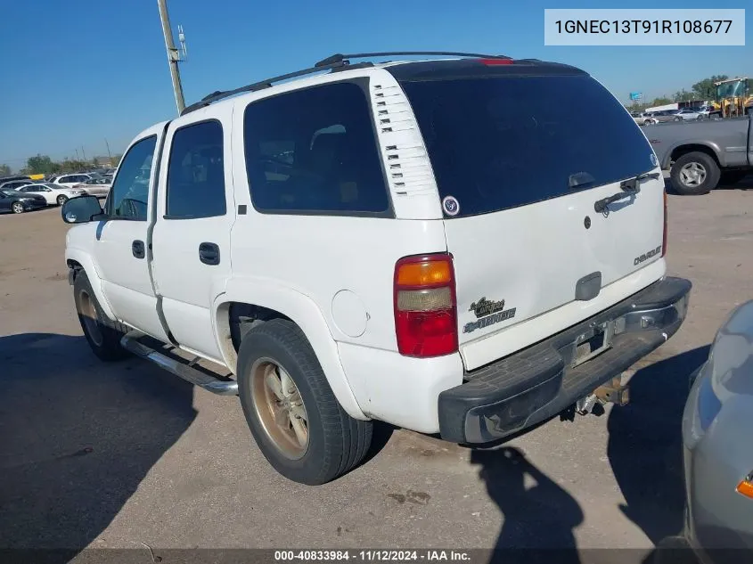 2001 Chevrolet Tahoe Ls VIN: 1GNEC13T91R108677 Lot: 40833984