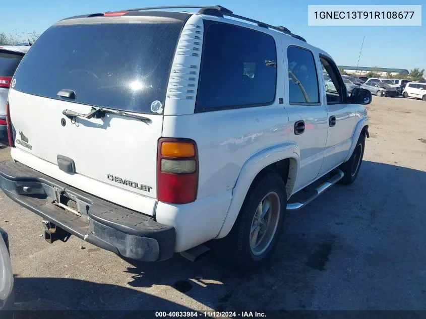 2001 Chevrolet Tahoe Ls VIN: 1GNEC13T91R108677 Lot: 40833984